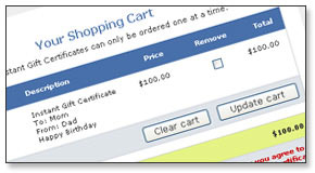 Turn-Key Instant Gift certificate and gift card Shopping Cart System